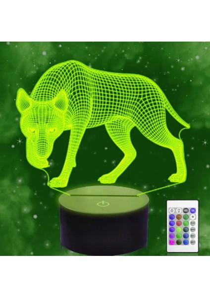 3D Kurt Köpek Gece Lambası Illusion Gece Lambası 16 Renk Değiştirme Masa Masa Dekorasyon Lambaları Hediye Akrilik Düz Abs Taban USB Kablosu Oyuncak (Yurt Dışından) modelleri