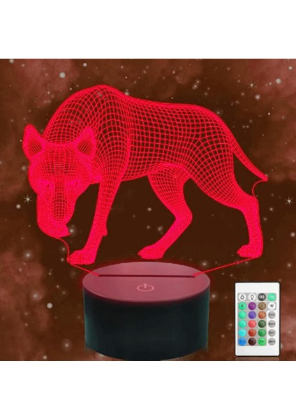 3D Kurt Köpek Gece Lambası Illusion Gece Lambası 16 Renk Değiştirme Masa Masa Dekorasyon Lambaları Hediye Akrilik Düz Abs Taban USB Kablosu Oyuncak (Yurt Dışından) fırsatları