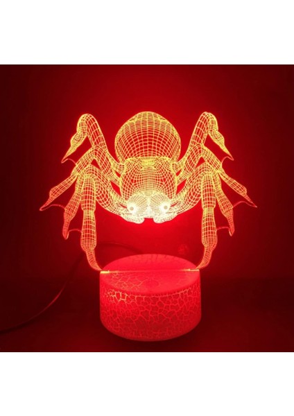 3D Örümcek Gece Lambası Illusion Gece Lambası 7 Renk Değiştiren Dokunmatik Anahtar Masa Masa Dekorasyon Lambaları Akrilik Düz Abs Taban USB Kablosu Oyuncak (Otobüs) (Yurt Dışından)