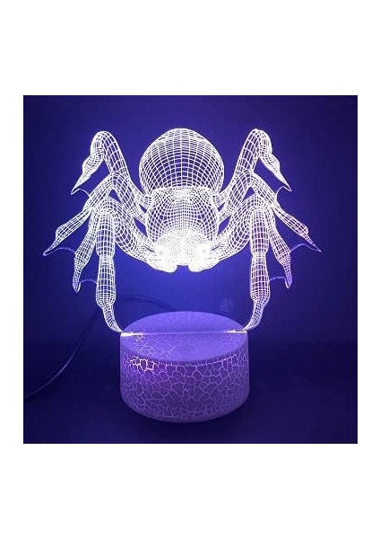 3D Örümcek Gece Lambası Illusion Gece Lambası 7 Renk Değiştiren Dokunmatik Anahtar Masa Masa Dekorasyon Lambaları Akrilik Düz Abs Taban USB Kablosu Oyuncak (Otobüs) (Yurt Dışından) fırsatları