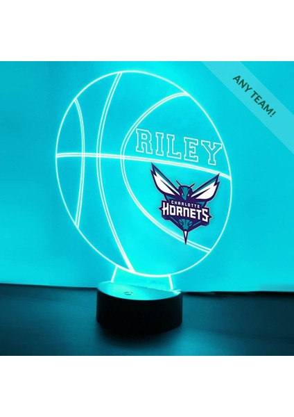 Charlotte Basketbol Hornets Spor Gece Işığı Masa Masa Lambası Spor Kask LED El Yapımı Uzaktan Kumanda ile Kişiselleştirilmiş Büyük Hediye (Yurt Dışından)