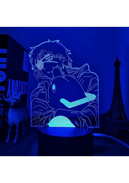 Anime Testere Adam LED Işık Yatak Odası Için Dekoratif Gece Lambası Çocuk Doğum Günü Hediyesi Manga Testere Adam 3D Lamba Başucu (Yurt Dışından)