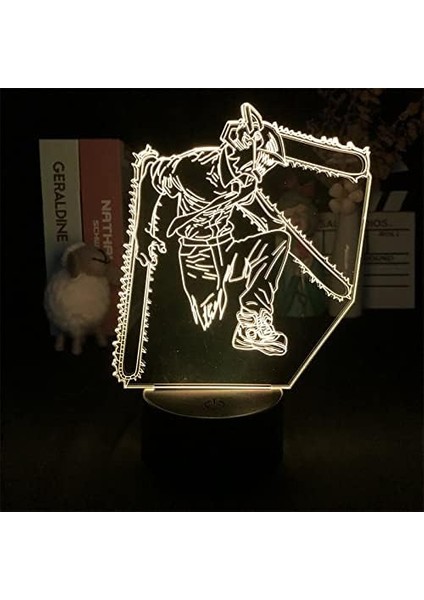 Testere Adam Anime 3D Gece Lambası Boy Için 16 Renkler Kız Odası Dekor Illusion LED Lamba USB Manga Pochita Şekil Uygun Çocuklar Fanlar Noel Hediyeleri (Yurt Dışından)