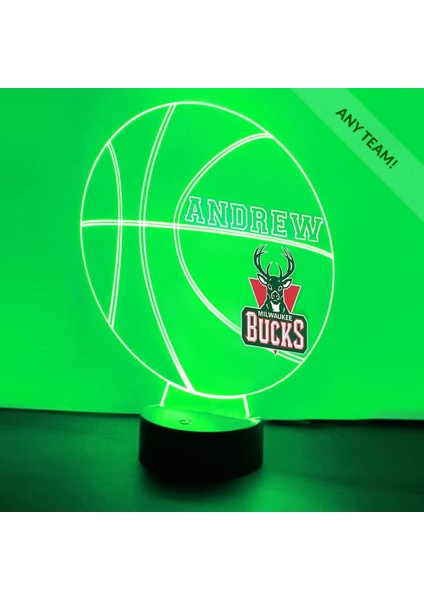 Milwaukee Basketbol Bucks Spor Gece Lambası Masa Masa Lambası Spor Kask LED El Yapımı Uzaktan Kumanda ile Kişiselleştirilmiş Büyük Hediye (Yurt Dışından)