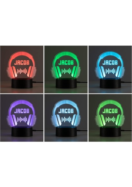Kulaklıklar Çok Renkli LED Gece Lambası, Akrilik Tasarım Ekleme Üzerine Özel Ad Lazer Oyma | Temel Projeler 7 Rgb Renk | USB Güç Kablosu Içerir, 5,5x8,5 (Yurt Dışından) fiyatları