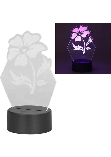 3D Gece Lambası 7 Renk Dokunmatik Kontrol 3D Çiçek Şekli Tasarım USB Şarj, Çocuklar Için Akülü Gece Lambası Serin Oda Iç Dekorasyon (Yurt Dışından)