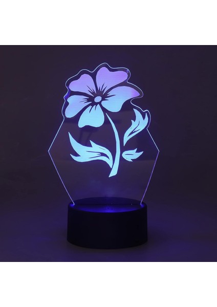 3D Gece Lambası 7 Renk Dokunmatik Kontrol 3D Çiçek Şekli Tasarım USB Şarj, Çocuklar Için Akülü Gece Lambası Serin Oda Iç Dekorasyon (Yurt Dışından)