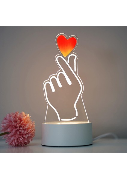 3D Masa Lambası Yaratıcı LED Gece Lambası, Çocuk Odası Atmosfer Işığı, USB Powered 7 Renk Ev Dekorasyon Işıkları Erkekler ve Kızlar Için Sevgililer Günü Hediyeleri (El Aşkı) (Yurt Dışından)