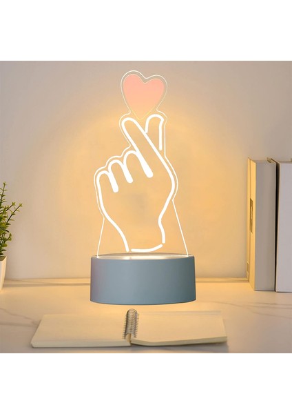 3D Masa Lambası Yaratıcı LED Gece Lambası, Çocuk Odası Atmosfer Işığı, USB Powered 7 Renk Ev Dekorasyon Işıkları Erkekler ve Kızlar Için Sevgililer Günü Hediyeleri (El Aşkı) (Yurt Dışından) fırsatları
