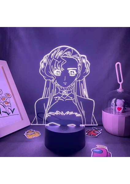 Code Geass Anime 3D Erkek Için Gece Lambası 16 Renk Kız Odası Dekoru Illusion LED Lamba USB Manga Suzaku Kururugi Şekil Uygun Çocuk Hayranları Yılbaşı Hediyeleri (Siyah Lamba) (Yurt Dışından)
