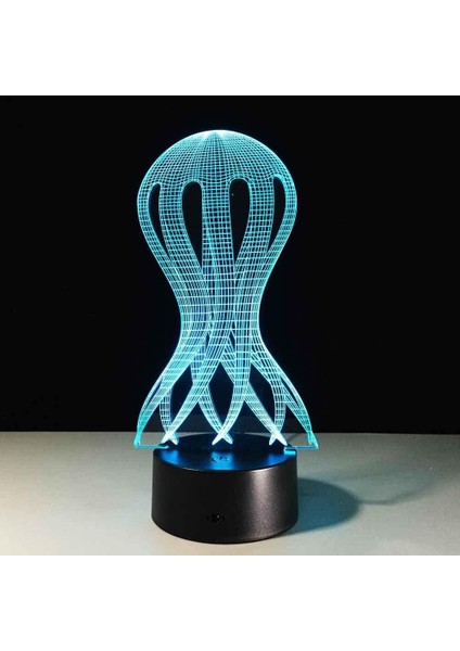 Çocuklar Için Denizanası Desenli Lamba 3D Gece Lambası, 16 Renk Değiştirmeli ve Uzaktan Kumandalı 3D Illüzyon Lambası, Erkekler ve Kızlar Için Doğum Günü Hediyesi (Yurt Dışından)