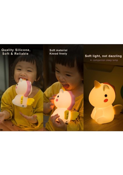 Çocuk Yatak Odası Için Unicorn Gece Lambası, Çocuklar Için Squishy Silikon Kreş Gece Lambası, LED Şarj Edilebilir Unicorn Lamba, Çocuklar Için Unicorn Hediyeler, Sevimli Kawaii (Yurt Dışından)