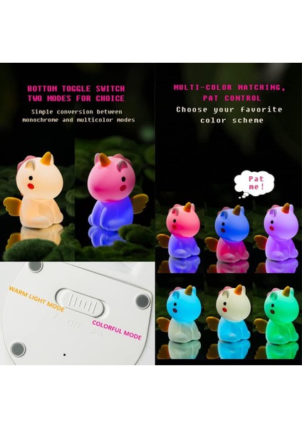 Çocuk Yatak Odası Için Unicorn Gece Lambası, Çocuklar Için Squishy Silikon Kreş Gece Lambası, LED Şarj Edilebilir Unicorn Lamba, Çocuklar Için Unicorn Hediyeler, Sevimli Kawaii (Yurt Dışından)
