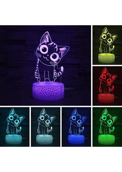 Kedi Lambası 3D Illusion Gece Işığı Masa Lambası, 7 Renk Otomatik Kademeli Değişen USB Powered Çocuklar Için Dokunmatik Anahtarlı LED Işıklar Hediyeler Ev Dekorasyonu (3d Kedi Işığı) (Yurt Dışından)