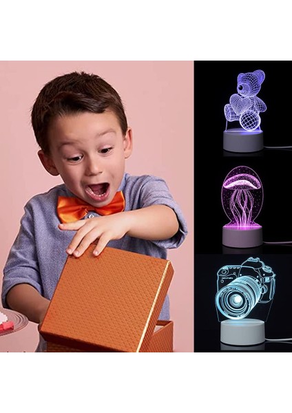Gece Lambası 3D Illusion Lambası 7 Renk Değiştirme Işıkları Yatak Odası Oturma Odası Süslemeleri Noel Cadılar Bayramı Doğum Günü Hediyeleri Çocuklar Çocuklar Için Genç (Yurt Dışından)