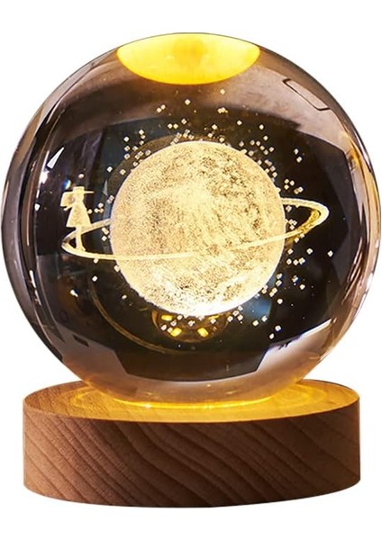 3D Kristal Top Gece Lambası Dekorasyonu Aydınlık Kristal Küre Süs USB Şarj Edilebilir Gece Lambası Ay Doğum Günü Hediyesi Gençler Erkekler ve Kızlar Için (Yurt Dışından)