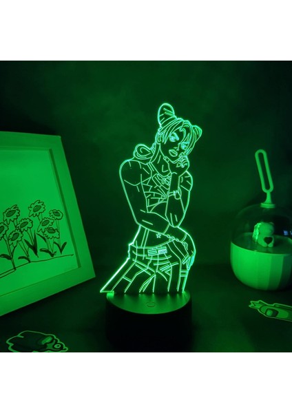 7 Renk Değiştiren Gece Lambası Jojo Macera Anime Figürü Jolyne Cujoh 3D LED Lambalar Doğum Günü Hediyesi Yatak Odası Masa Danışma Dekorasyon Pxjd (Yurt Dışından)