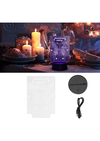 3D Gece Lambası, 7 Renk Akülü Gece Işığı Lambası Benzersiz Tasarım USB Şarj 3D Canlı Şekil Yatak Odası Başucu Için (Yurt Dışından)