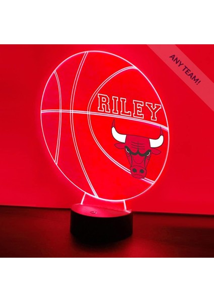Chicago Basketball Bulls Spor Gece Işığı Masa Masa Lambası Spor Kask LED El Yapımı Uzaktan Kumanda ile Kişiselleştirilmiş Büyük Hediye (Yurt Dışından)