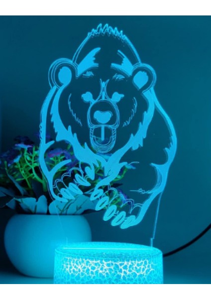 3D Ayı Gece Lambası LED Lamba Illusion 7 Renk Değiştiren Masa Masa Dekorasyon Lambaları Doğum Günü Hediyesi Akrilik Taban USB Kablosu Oyuncak (Yurt Dışından) fırsatları