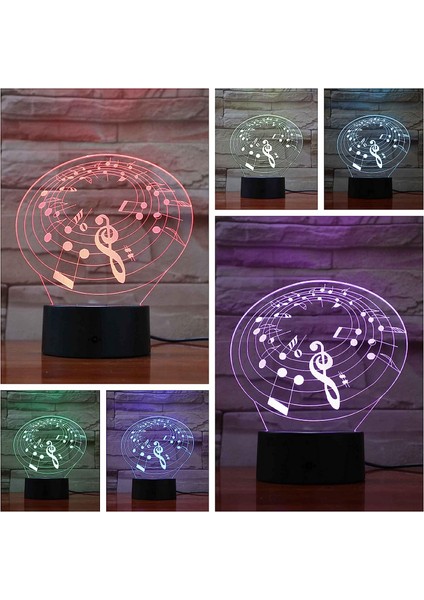 Lamba 3D LED Müzik Desen Gece Lambası, Komidin 16 Renk Değiştirme Atmosfer Lambası Çocuklar Için USB Kablosu ile Yatak Odası Dekorasyonu Noel Doğum Günü Hediyesi (Yurt Dışından)