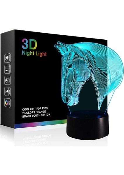3D Lamba Illusion Hayvan At LED Masa Masa Gece Lambası, Kiddie Çocuklar Için 7 Renkli Dokunmatik Lamba Çocuklar Tatil Hediye Ev Ofis Çocuk Odası Tema Dekorasyon (Yurt Dışından)