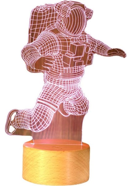 Akrilik Başucu Lambası Uzay Adamı Gece Lambası 3D Ay Astronot Lambası ( Renk : No. 7 Siyah , Beden : T ) (Yurt Dışından)