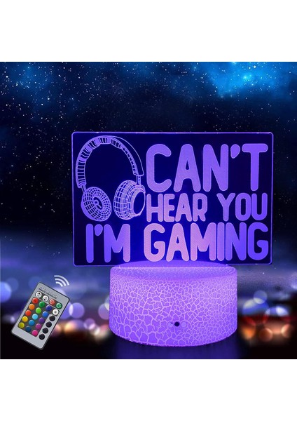 Oyun Oynadığımı Duyamıyorum 3D Gece Işıkları，uzaktan Kumandayla 16 Renk Değişimi Illusion Lamba Kulaklık Grafik Oyuncu Hediyesi Noel Veya Doğum Günü Hediyeleri (Yurt Dışından)