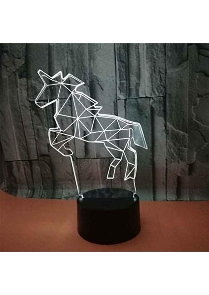 LED Gece Işıkları 3D Illusion Soyut Hayvan At Başucu Masa Lambası 16 Renk Değiştirme Uyku Aydınlatması ile Yetişkin Erkek Çocuk Oyuncak Için Akıllı Dokunmatik Düğme Yaratıcı Dekora (Yurt Dışından)