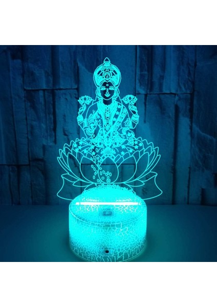 Erkek Doğum Günü Noel Hediyesi Yıldırım Hint Zenginlik Tanrısı, Lakshmi 3D 16 Renk Lamba Çocuklar Için Görsel LED Gece Işıkları Dokunmatik USB Masa Lambası (Yurt Dışından)