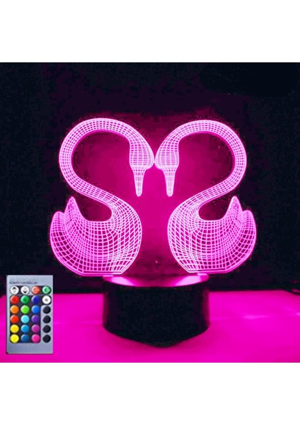3D Kuğu Gece Işığı Lambası Illusion Gece Lambası 16 Renk Değiştiren Masa Masa Dekorasyon Lambaları Akrilik Düz Abs Taban USB Kablosu Oyuncak ile Hediye (Yurt Dışından)