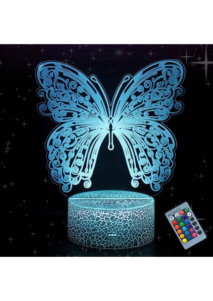 Kelebek Gece Işığı, Kızlar Için Doğum Günü Hediyesi 3D Illusion Lamba Çocuk Başucu Lambası 16 Renk Değiştiren Uzaktan Kumandalı Kelebek Oyuncaklar Kız Hediyeler (Yurt Dışından)