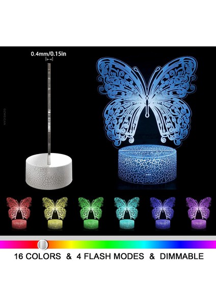 Kelebek Gece Işığı, Kızlar Için Doğum Günü Hediyesi 3D Illusion Lamba Çocuk Başucu Lambası 16 Renk Değiştiren Uzaktan Kumandalı Kelebek Oyuncaklar Kız Hediyeler (Yurt Dışından) fiyatları
