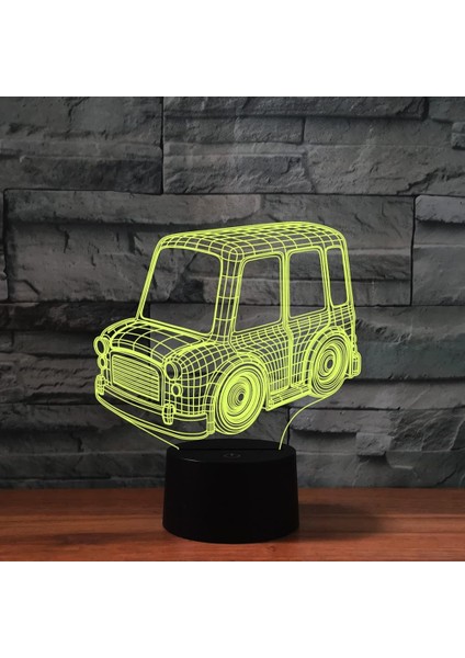 3D Araba Gece Lambası Dekor Masa Danışma Optik Illusion Lambalar 7 Renk Değiştirme Işıkları LED Masa Lambası Noel Ev Aşk Doğum Günü Çocuk Çocuk Dekor Oyuncak Hediye (Yurt Dışından)