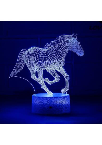 At 3D Gece Lambası Boy Için 16 Renkler Kız Odası Dekor Illusion LED Lamba USB At Figürü Uygun Çocuklar Fanlar Noel Hediyeleri (At 4) (Yurt Dışından)