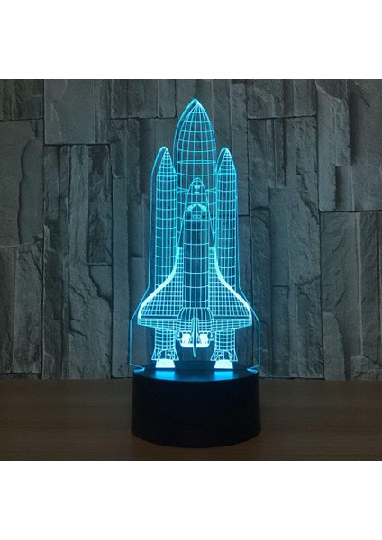 3D Uzay Roketi Gece Işığı Odası Dekorasyonu 7 Renkli Değişen Uzaktan Kumanda Dokunmatik Anahtarlı LED (Yurt Dışından) modelleri