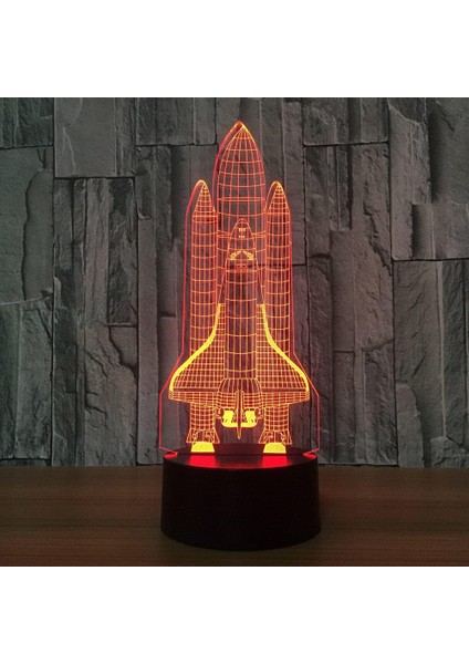 3D Uzay Roketi Gece Işığı Odası Dekorasyonu 7 Renkli Değişen Uzaktan Kumanda Dokunmatik Anahtarlı LED (Yurt Dışından) fırsatları