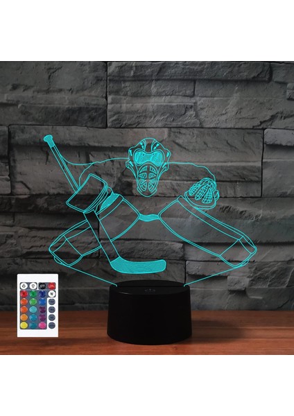 3D Buz Hokeyi Kaleci Uzaktan Kumanda 16 Renk Gece Işıkları Illusion Akrilik LED Masa Başucu Lambası Çocuk Yatak Odası Masa Dekor Doğum Günü Hediyeleri Çocuklar Için Oyuncak (Yurt Dışından)