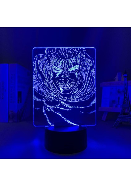 Berserk Guts Anime 3D Boy Için Gece Lambası 16 Renk Kız Odası Dekoru Illusion LED Lamba USB Manga Berserk Guts Şekil Uygun Çocuk Hayranları Yılbaşı Hediyeleri (Yurt Dışından)
