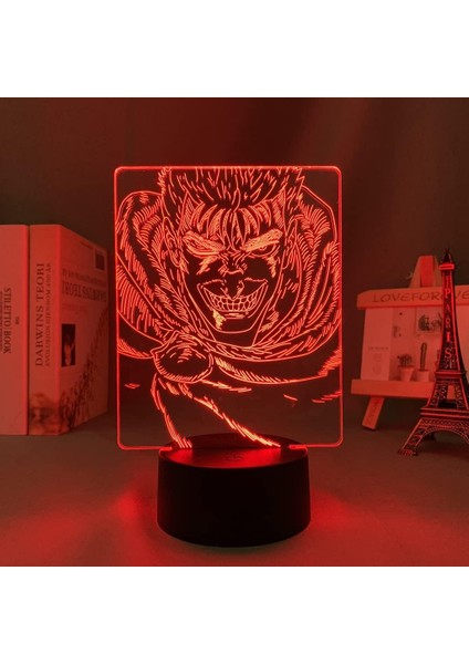 Berserk Guts Anime 3D Boy Için Gece Lambası 16 Renk Kız Odası Dekoru Illusion LED Lamba USB Manga Berserk Guts Şekil Uygun Çocuk Hayranları Yılbaşı Hediyeleri (Yurt Dışından) fırsatları