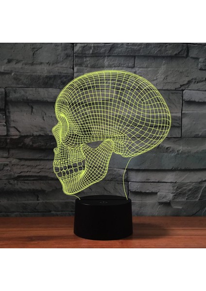 3D Kafatası Gece Işığı Lambası Illusion Gece Lambası 7 Renk Değiştirme Dokunmatik Anahtar Masa Masa Dekorasyon Lambaları Hediye Akrilik Düz Abs Taban USB Kablosu Oyuncak (Yurt Dışından)