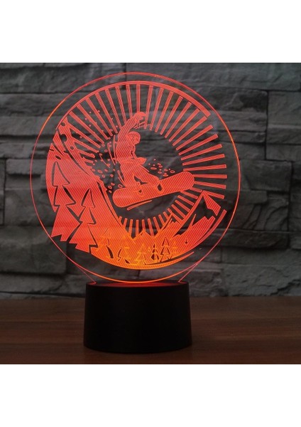 3D Kayak Gece Lambası LED Lamba Illusion 7 Renk Değiştirme Dokunmatik Anahtarı Masa Masa Dekorasyon Lambaları Doğum Günü Hediyesi Akrilik Taban USB Kablosu Oyuncak (Yurt Dışından)