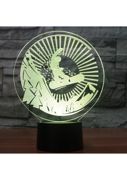 3D Kayak Gece Lambası LED Lamba Illusion 7 Renk Değiştirme Dokunmatik Anahtarı Masa Masa Dekorasyon Lambaları Doğum Günü Hediyesi Akrilik Taban USB Kablosu Oyuncak (Yurt Dışından)