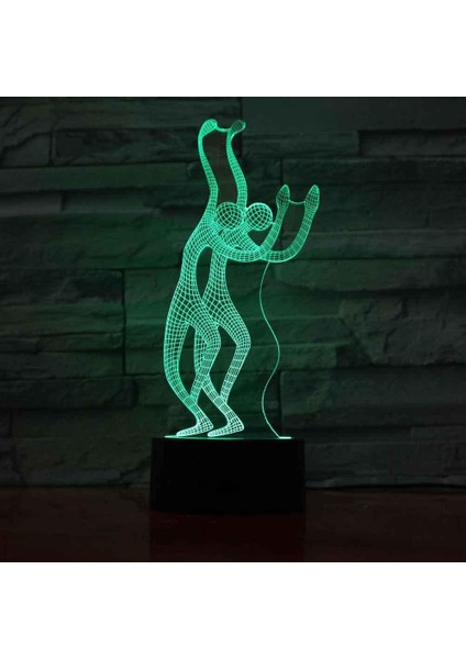 3D Illusion Gece Lambası Soyut Figürler Dans Dokunmatik Masa Masa Lambası, Uzaktan Kumandalı 16 Renk Değiştiren Optik USB Çocuklar Için LED Gece Lambası Doğum Günü Tatil Hediye Oda (Yurt Dışından)