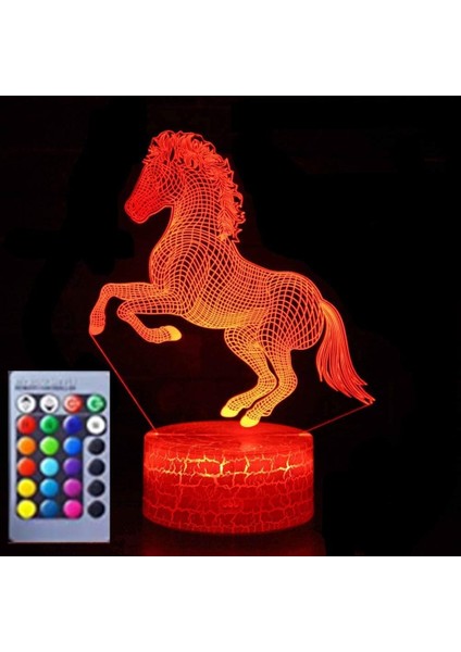 3D At Gece Lambası Masa Danışma Optik Illusion Lambaları 16 Renk Değiştirme Işıkları LED Masa Lambası Noel Ev Aşk Doğum Günü Çocuk Çocuk Dekor Oyuncak Hediye (Yurt Dışından)