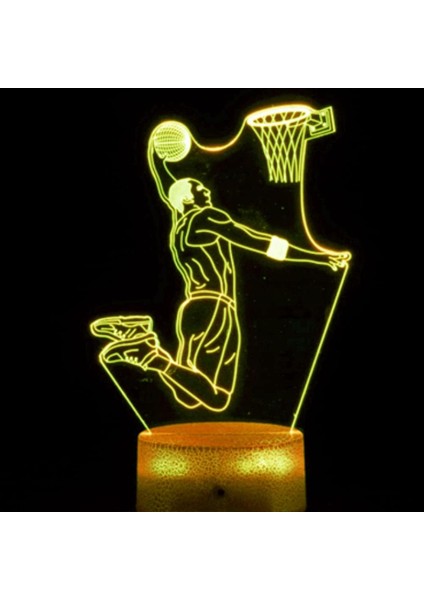3D Basketbol Oyuncusu Gece Işığı Lambası Illusion 7 Renk Değiştirme Dokunmatik Anahtarı Masa Danışma Dekorasyon Lambaları Akrilik Düz Abs Taban USB Kablosu Oyuncak ile Hediye (Yurt Dışından)