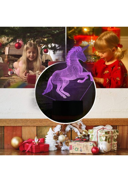 Çocuklar Için Unicorn 3D Gece Lambası, Illusion Lamba Dokunmatik Masa Masa LED Lamba USB Kablosu ile 7 Renk Değiştirme, Erkekler ve Kızlar Için Tatil Doğum Günü Yılbaşı Hediyeleri (Yurt Dışından) modelleri