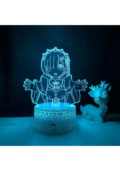 Anime LED Gece Lambası Yeniden Sıfır Başlangıç Dünya Gece Lambası Için Yatak Odası Dekoru Doğum Günü Hediyesi Yeniden Sıfır 3D Lamba (Yurt Dışından)