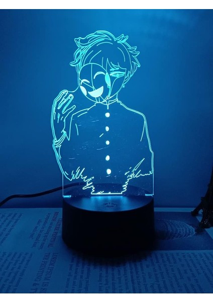 Mob Psycho 100 Anime 3D Gece Lambası Boy Için 16 Renk Kız Odası Dekor Illusion LED Lamba USB Manga Arataka Reigen Şekil Uygun Çocuklar Hayranlar Yılbaşı Hediyeleri (Yurt Dışından) fırsatları