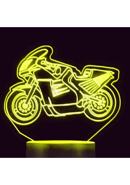 3D Motosiklet Araba Gece Lambası LED Lamba Illusion 7 Renk Değiştiren Masa Masa Dekorasyon Lambaları Doğum Günü Hediyesi Akrilik Taban USB Kablosu Oyuncak (Yurt Dışından)